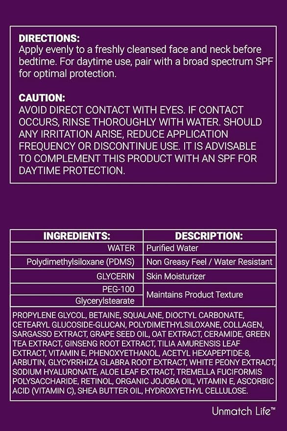 Wrinkle Repair Face Moisturizer, Anti-Aging Face cream with Collagen & Hyaluronic Acid, Retinol Cream for Face, Moisturizer for Dry & Aging Skin, Neck Tightening & Skin Firming Cream for Women & Men
