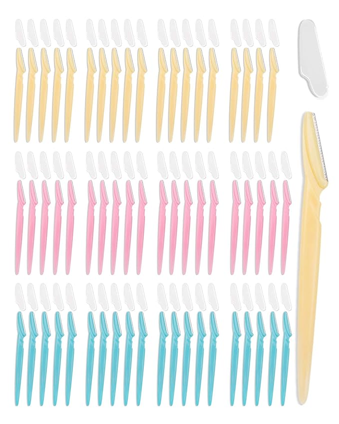 MoHern Dermaplane Razor, 60 Pcs Face Razors for Women and Men, Multipurpose Eyebrow Razor, Dermaplaning Tool for Face by MoHern, Multi-Color (60 Pcs)