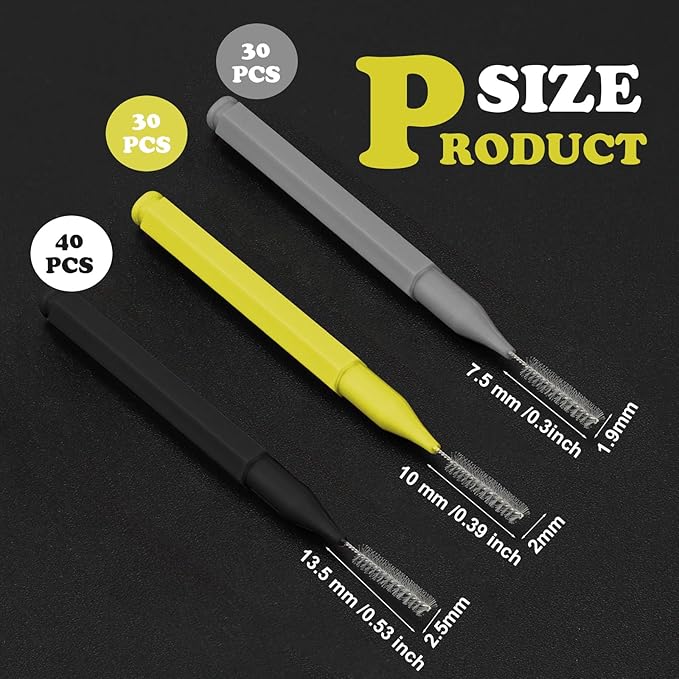 Patelai 100 Pieces Braces Brush for Cleaner Interdental Brush Toothpick Dental Tooth Flossing Head Oral Dental Hygiene Flosser Toothpick Cleaners Tooth Tool(Black, Grey,Yellow,Various Sizes)