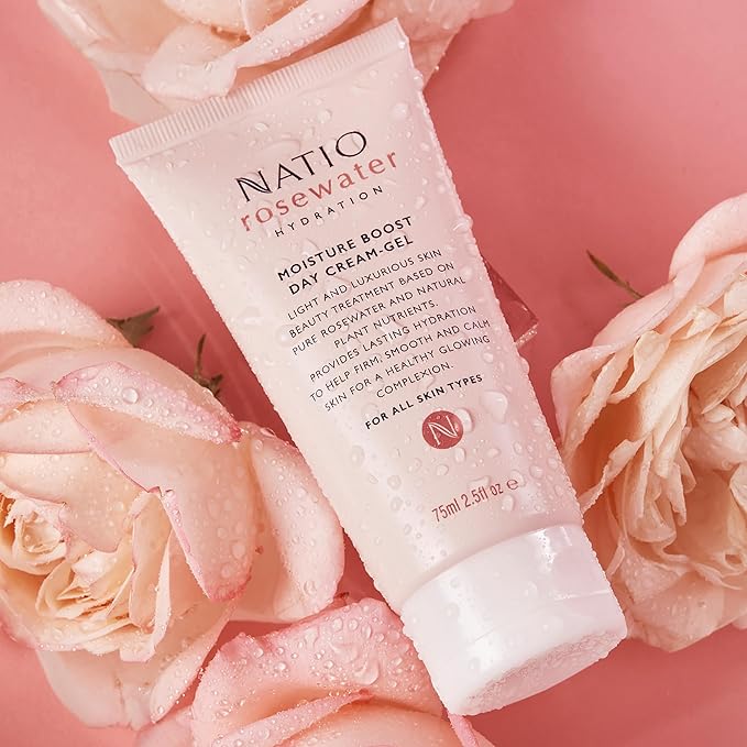 Natio Australia Rosewater Hydration Moisture Boost Day Cream-Gel, 2.5 oz - Face Cream with Shea Butter - Face Moisturizer for All Skin Types (Pack of 2)