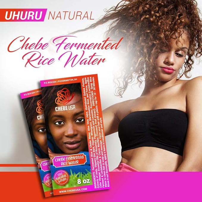 Uhuru Naturals Chebe Fermented Rice Water - Natural Hair Conditioner, Moisturizer & Detangler - Hair Fall Prevention, Growth & Repair For Men & Women (16 oz)
