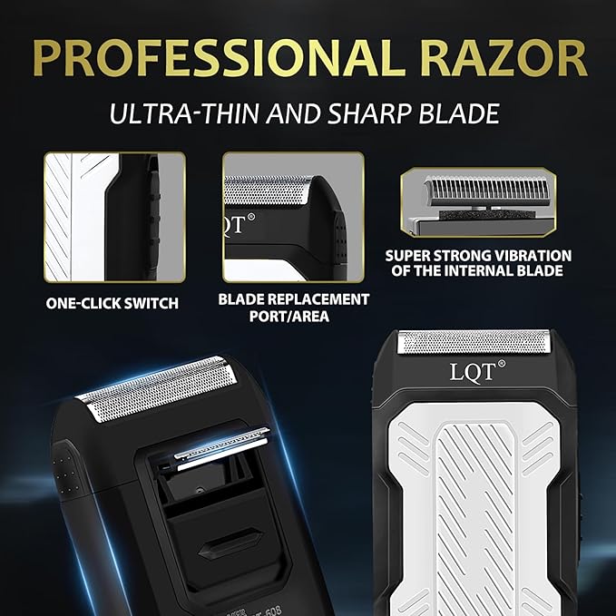 Hair Clippers for Men with LED Display, 4-Piece Cordless Grooming Kit with Hair Clipper, Beard Trimmer, Foil Shaver & Nose Trimmer, Complete Set for Home Barber