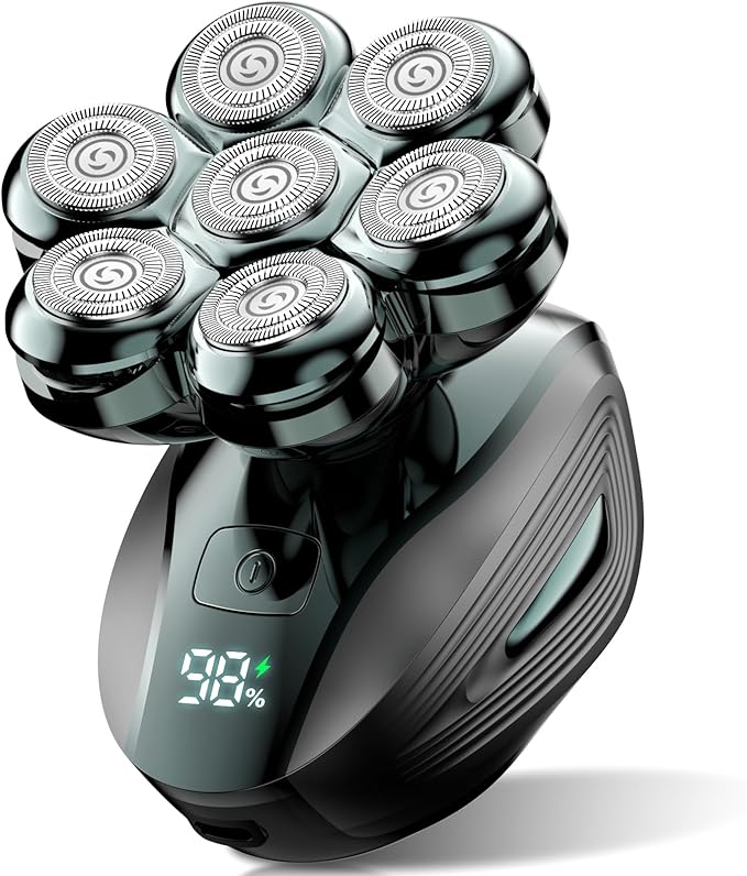 Head Shavers for Bald Men: Upgraded Detachable Head Shaver - IPX7 Waterproof Wet or Dry Electric Razor for Men - 7D LED Display Rechargeable Shaving Grooming Kit with Type-C, Valentine's Day Gifts
