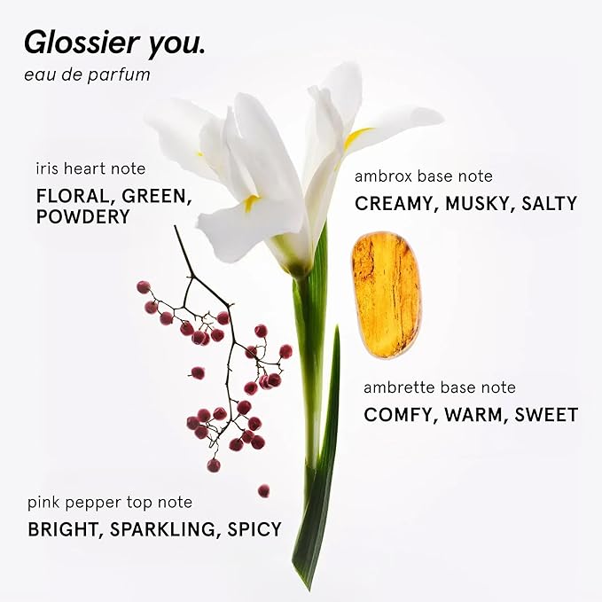 Glossier You Eau de Parfum - Unisex Fragrance for Men & Women, Skin-Scent Enhancer Smells Different on Everyone - Musky, Warm & Spicy Perfume with Pink Pepper, Iris & Ambrox Base Notes, Travel 8ml