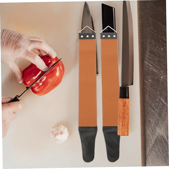 Double-sided Razor Strop 2pcs Stainless Steel Sharpening Strap Genuine Leather Convenient Home Use Shaver Sharpening Tool for Men Random Color