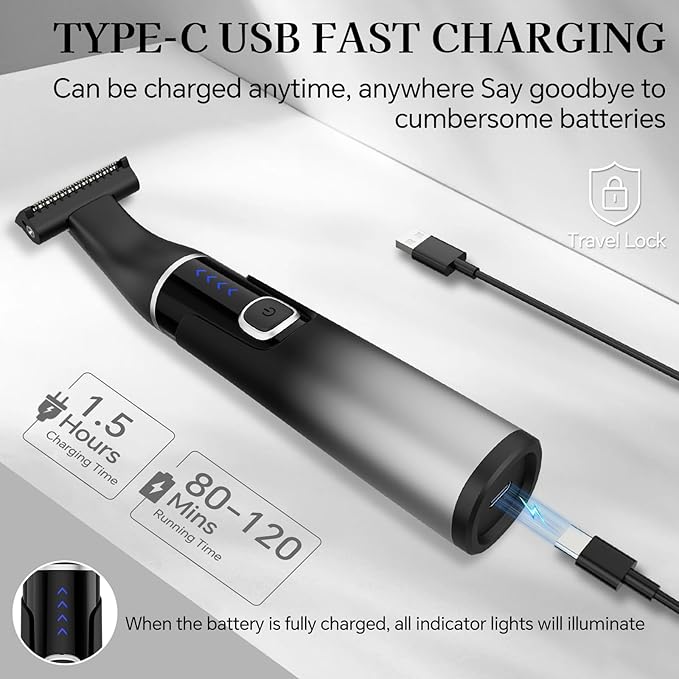 Nose Hair Trimmer for Men, 2025 Professiona Painless USB Rechargeable Eyebrow Trimmer, Waterproof Ear and Nose Hair Trimmer for Men Women, Facial Hair Remover with Adjustable Comb, Dual Edge Blades