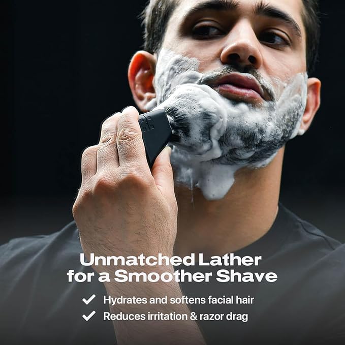 HYPE Vegan Shave Brush – Premium Synthetic Fibers, CNC Machined Aluminum Handle – Whips Up Luxurious Lather for a Smooth, Precise Shave - Black