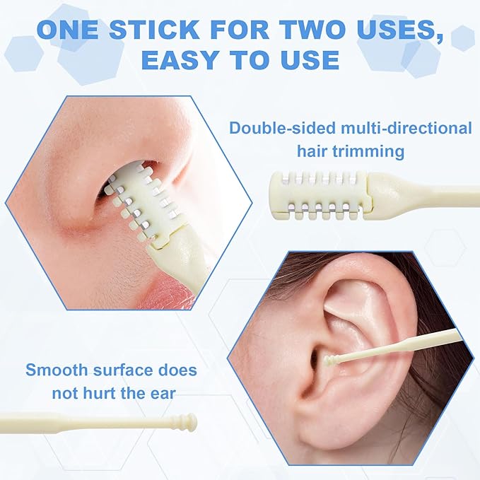 4pcs Manual Nasal Hair Cutter, 2-in-1 360° Rotating Nose Hair Trimmer, Portable Dual-Sided Blade Knife Nostril Cleaning Tool for Traveling or Daily Care- Light Yellow