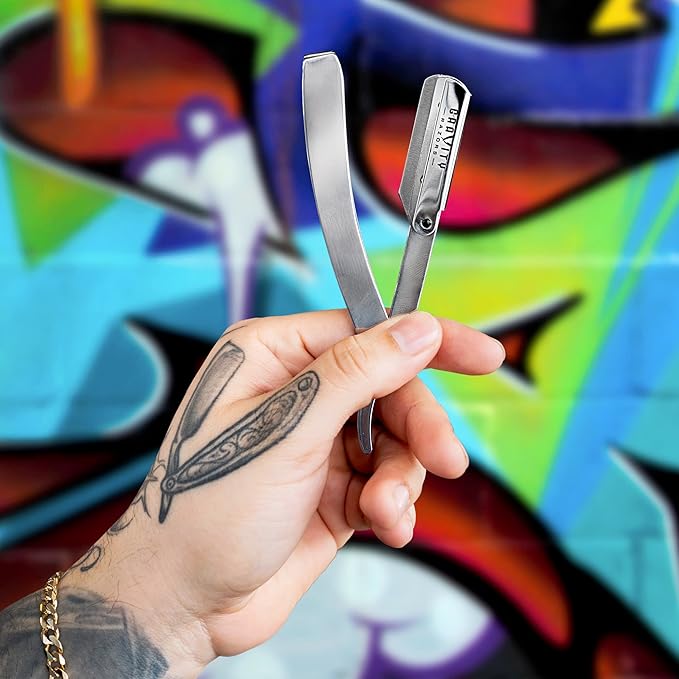 GRAVITY RAZORS Professional Straight Razor Kit – Minimal Exposure, Includes 10 Premium Blades, 0.5mm Exposed, Chrome