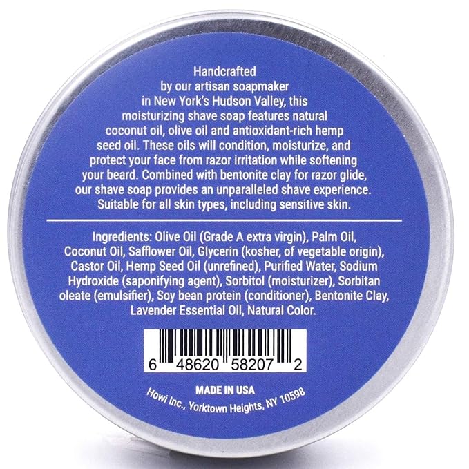 Taconic Shave Lavender Scent Shaving Soap – Calming Floral Aroma – Barbershop Quality Lather Puck with Natural Oils – Soothing & Moisturizing – Handmade in USA