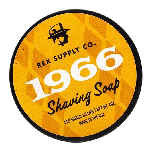 Rex Supply Co. 1966 Old World Tallow Shaving Soap - Bergamot, Tangerine & Sandalwood - Rich Moisturizing Lather & Superior Glide for a Smooth, Irritation-Free Shave - 4oz