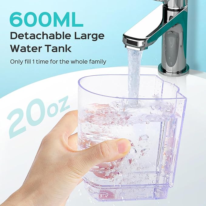 COSLUS Advanced Water Flosser for Teeth: 2 Modes & 12 Pressure Settings Electric Dental Pick for Orthodontic, Braces, Sensitive Gums - Home Use, 5 Jet Tips for Multiple Users, Family, Black, E2