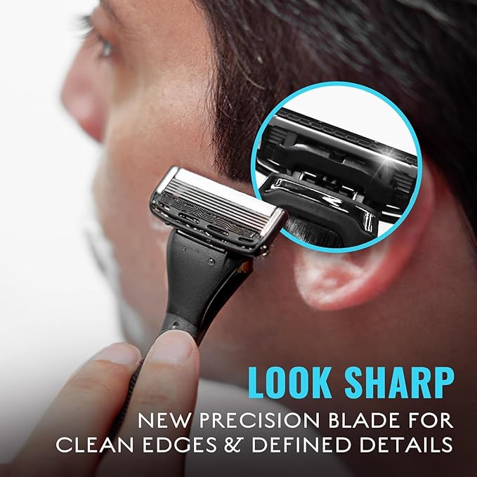 Jeremy’s Razors for Men, Precision 5 Shaving Kit, 4 Razor Cartridges, Shave Cream 6oz with Aloe + Cocoa Butter, Post Shave Balm 3.4oz, Ergonomic Grip Handle, Travel Bag, 8 Piece Set