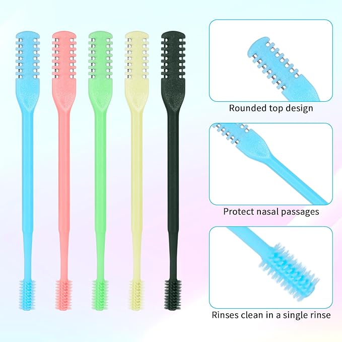 Manual Nose Hair Trimmer, Double Sided Nose Hair Cutter 360° Rotating Nasal Hairs Trimmer Multicolor 2 in 1 Nasal Hairs Cutter Manual with Cleaning Brush for Women Men(10)