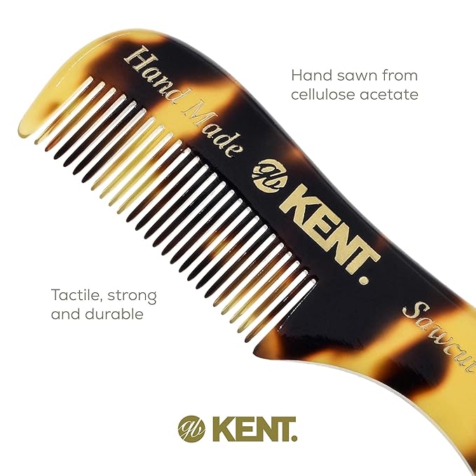 Kent A 81T TY X-Small Gentleman's Beard and Mustache Pocket Comb, Fine Toothed Pocket Size for Facial Hair Grooming and Styling. Saw-cut of Cellulose Acetate, Hand Polished. Hand-Made in England