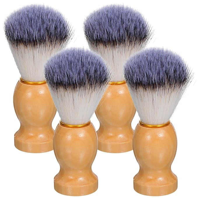4pcs Soft Beard Shaving Brush Wood Handle Shave Accessory for Men for Beard Styling and Rich Creation Reliable Barber and Home Use