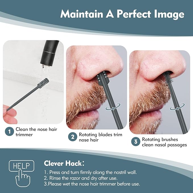 5PCS 2-in-1 Nasal Hair Cutter, Double-Sided Nose Hair Trimmer Upgrade, Manual Nose Trimmer Portable with Soft Cleaning Brush for Women and Men (Gray)