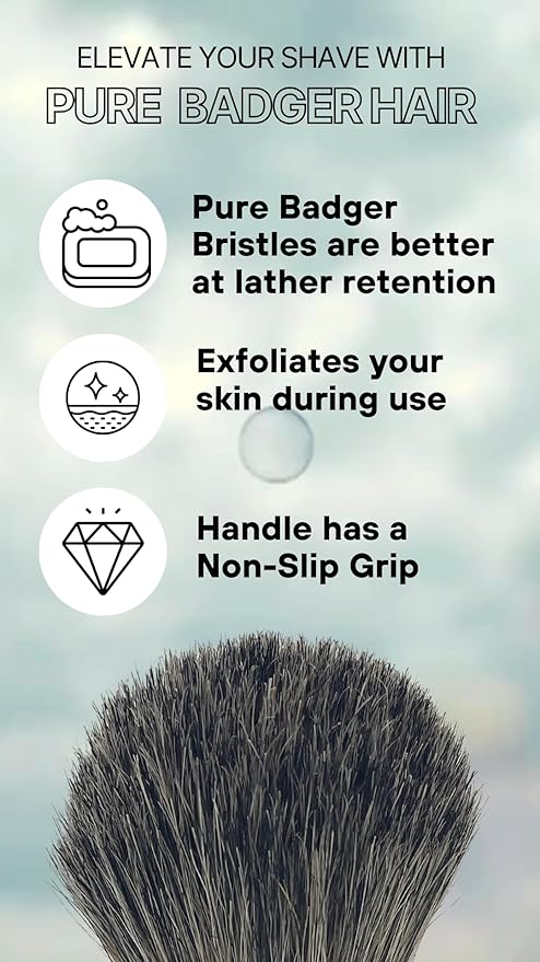 G.B.S Pure Badger Bristle Horn Shaving Brush, use with any Soap Cream All Razors, Effortless Glide Resin