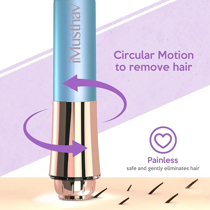 Portable Flawless Facial Hair Remover for Women – Painless, Fast & Precise Flawless Electric Razor & Epilator for Face, Lips, Chin hair removal – 18K Gold-Plated, 360° LED Light
