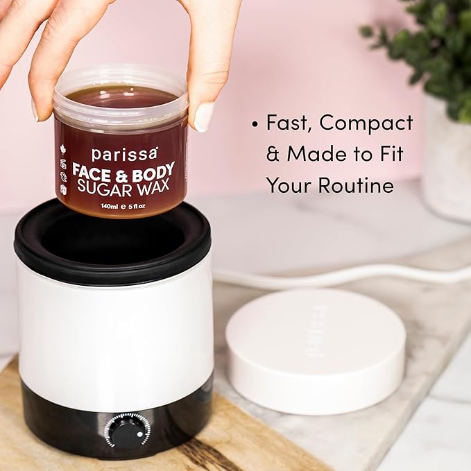 Parissa Mini Pro Electric Wax Warmer for At-Home Waxing with Silicone Cup for All Hair Removal Waxes, Face, Bikini, Leg, and Body, Simple to Use