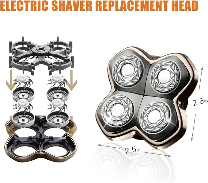 Replacement Blade Shaver PRO 4 Head for Electric Shaver Compatible with Skull Pitbull, Butterfly Kiss PRO & Palm Shavers (3Pack)