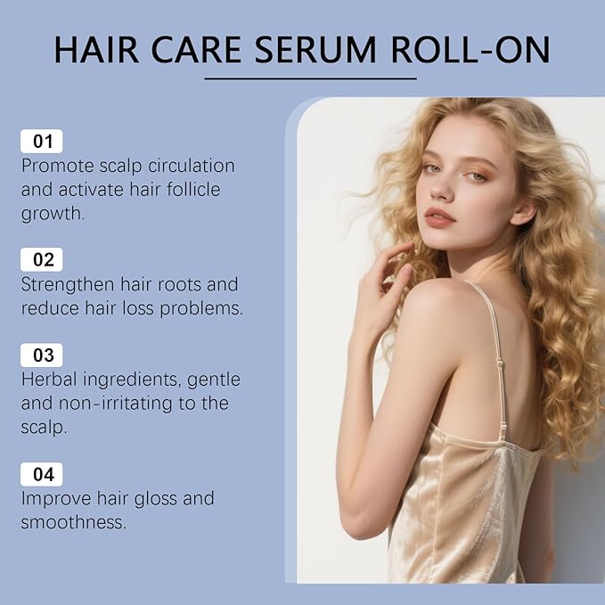 30ml Hair Growth Serum Roll On for Thinning Hair – Scalp Treatment with Ginger & Rosemary Oil to Reduce Hair Loss, Strengthen Roots & Nourish Dry Itchy Scalp