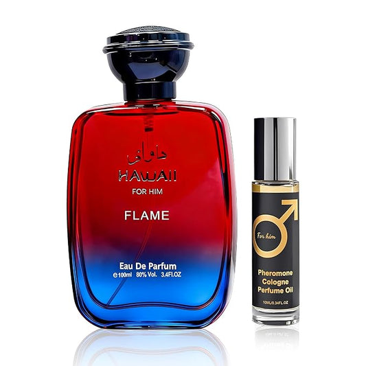 Men’s Eau de Parfum for Men Modern Woody Fresh Scent Cologne for Men|3.4 Fl Oz (100 ml)|Hawall For Him Flame Pheromone