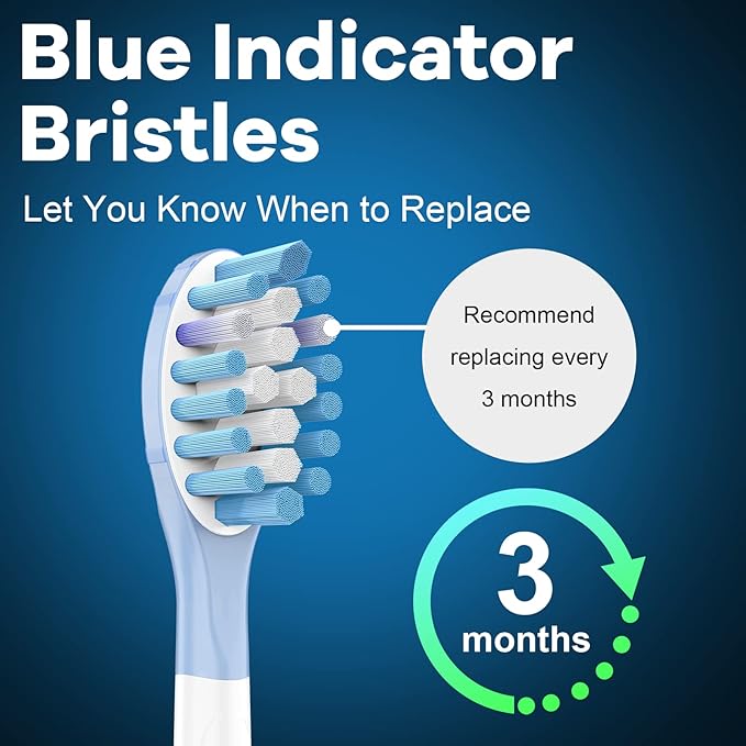 Toptheway Replacement Toothbrush Heads Compatible with Philips Sonicare C-3 Premium Plaque Control 4100 5100 6100, Replacement Heads for G3 W3 C2 G2, 4 Brush Heads, Full Size, White