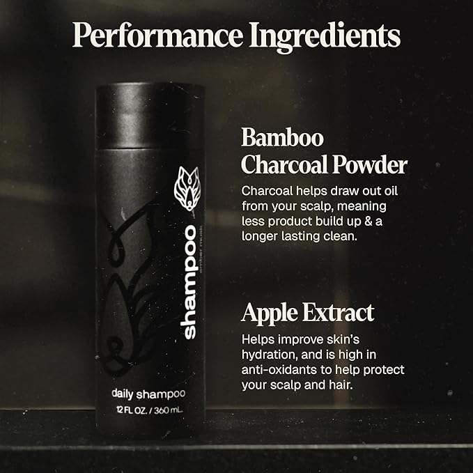 Black Wolf Mens Shampoo & Conditioner Set for Oily Hair - Oil Control Shampoo with Moisturizing & Deep Cleansing Formula - Conditioner for Soft & Silky Strands - Daily Hair Care for Men