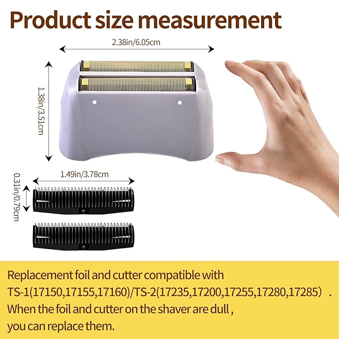 1 Pack Foil Shaver Replacement Foil Fits for Andis Foil Shaver TS1 (17150, 17235, 17220) and TS2 (17200), Gold