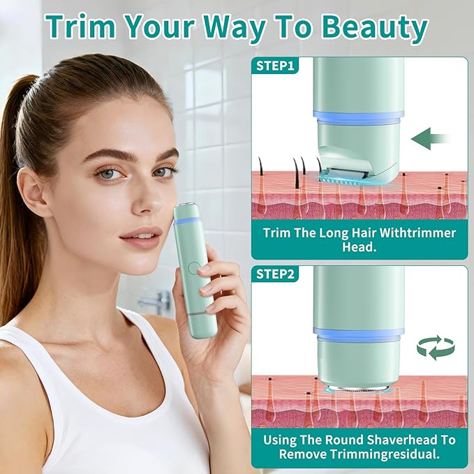 Bikini Trimmer for Women - 2 in 1multifunctional Painless Electric Razors for Women,Rechargeable Dual Head Electric Shaver for Lady Bikini Underarm,Body,Leg,Hair Remove Portable Travel,Women’s Gift
