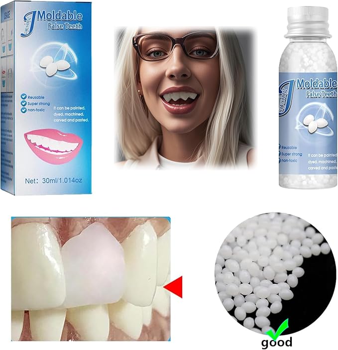 Provisional Teeth Decoration Fake Tooth High Hardness, Durable, and Reusable. (2 Bottles, Fl Oz, 1)