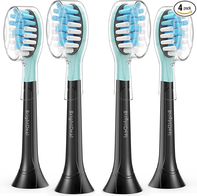 Replacement Head for Philips Sonicare ProtectiveClean 4100 5100 6100 DiamondClean 9500 ExpertClean 7500 FlexCare HealthyWhite Electric Sonic Toothbrush C3 G3 W3 C2 G2 C1 Brush, Black, 4 Pcs
