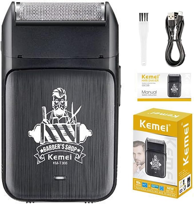 KEMEI KM-T366 Electric Foil Shaver for Men, Cordless Beard Trimmer with Pop-up Trimmer, Rechargeable Mens Razors for Shaving & Bald Head