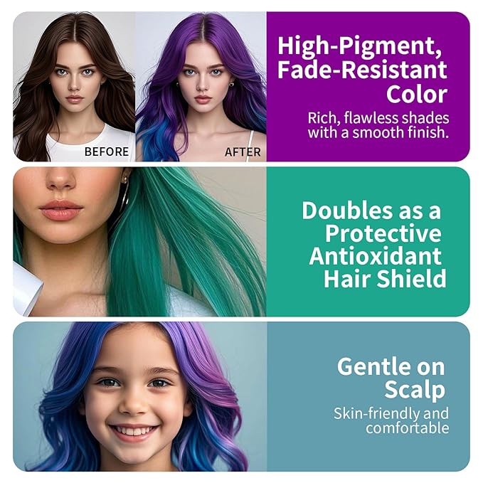 Temporary Hair Color Gel, Blue Hair Dye Color Gel Washable Natural Instant Hair Color Wax for DIY Hairstyle for Kids Men Women(Color #10W)