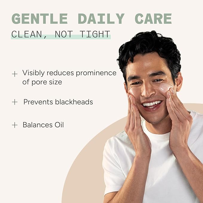 Pore Minimizing Face Wash - Exfoliating Cleanser with Fruit Enzymes & Bamboo - Daily Facial Cleanser for Oily Acne Prone Skin - Deep Pore Cleanser