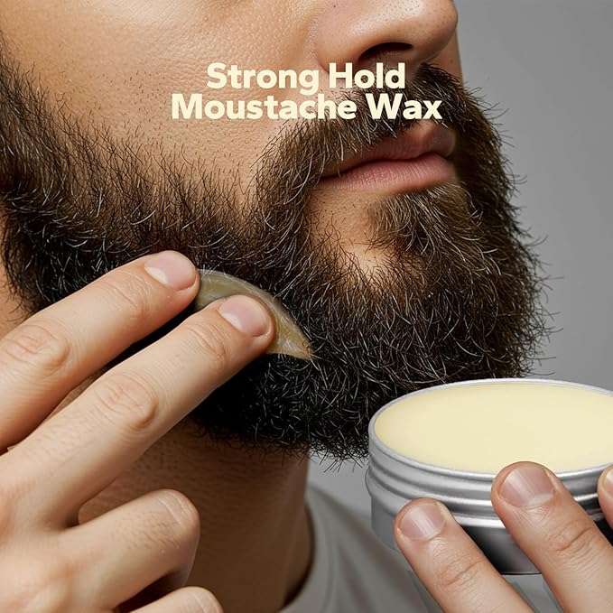 SilkyShark Mustache Wax (2 Oz), Mustache Wax for Men Strong Hold, Easy Application, Restyleable Beard & Moustache Wax, All Natural Formula Beard Wax for Men, Long-Lasting Mustache