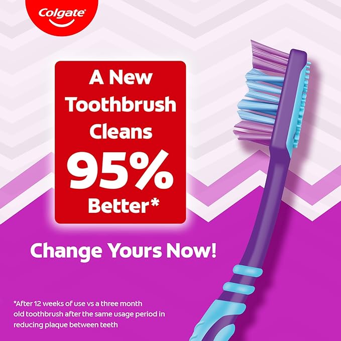 Colgate ZigZag Toothbrush for Deep Inter dental Clean with multi angle zig zag bristles (Medium, Pack of 6)