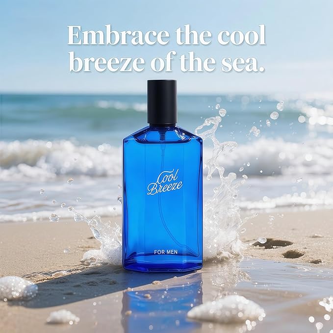 Men’s Cologne Cool Breeze Original Natural Spray Eau De Toilette,Long-Lasting Scent Perfume for Men Elegant Bottle - Great Holiday Gift, 3.4 Fl Oz/100 Ml