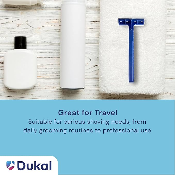 Dukal DawnMist Twin-Blade Disposable Razor, Blue Handle – Bulk Pack of 100, Precision Shave for Smooth & Comfortable Grooming
