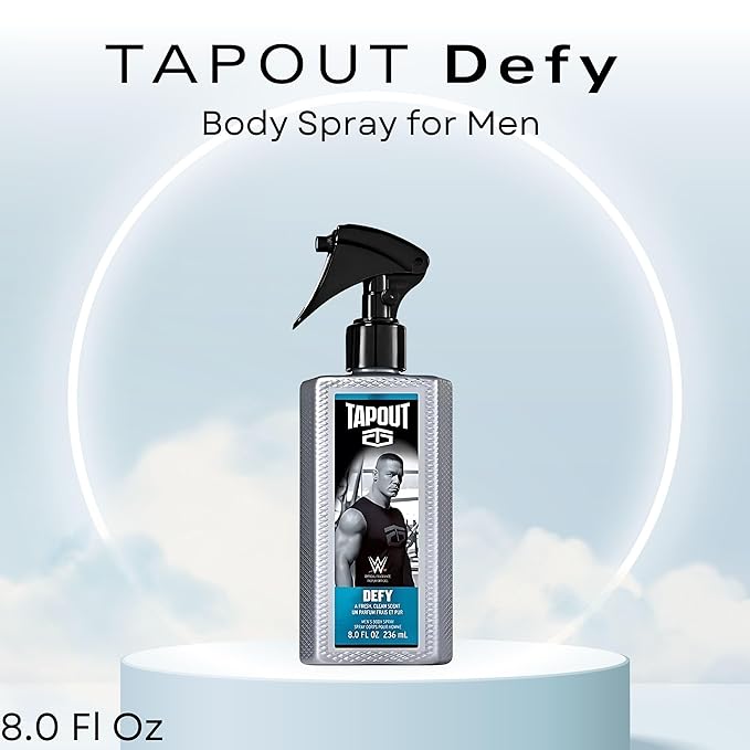 Tapout Defy Body Spray Perfume for Men Refreshing Fragrance, 8 Ounces