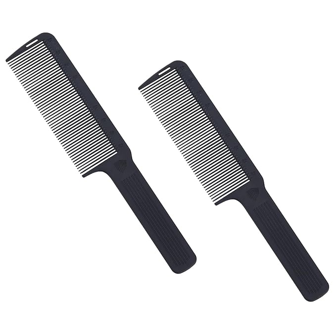 PERFEHAIR 2-Pack Professional Barber Clipper Comb for Fade Blending Flat Top Haircuts 9.4 Inch Carbon Fiber Anti-Static Heat Resistant Durable Hair Cutting Comb for Men & Women