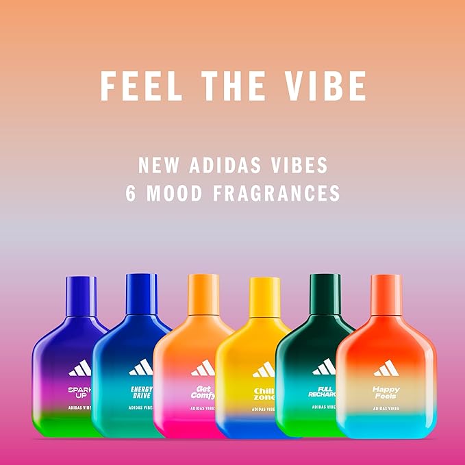 Adidas Vibes Get Comfy Eau de Parfum 1.6 fl oz (Pack of 1), Notes of Amber Floral, Mandarin, and Vanilla, Unisex Fragrance, Long Lasting, Sporty Fragrance, Travel Size