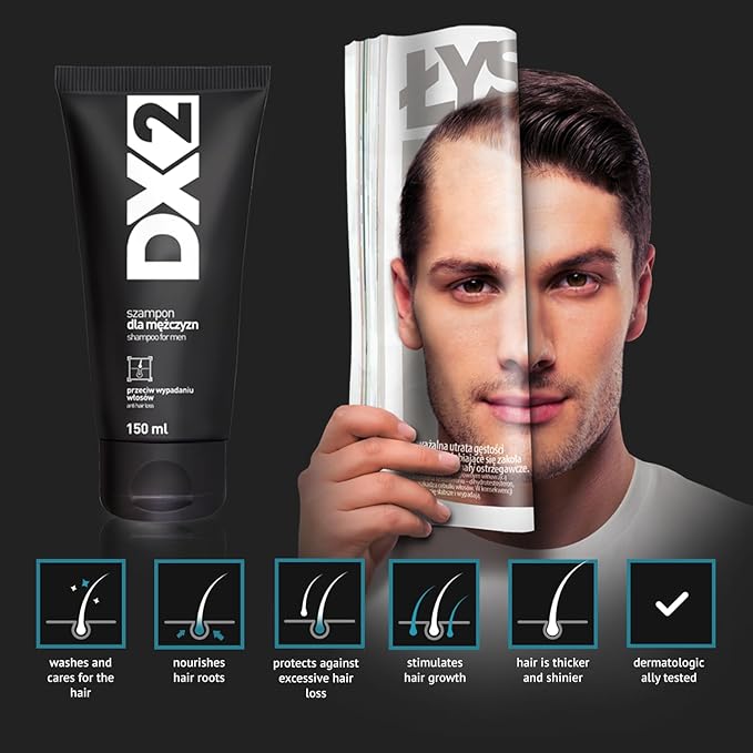DX2 - Prevent Hair Loss Shampoo for Men - Restores Follicles, Improve Thinning Strands with Pronalen Fibro Actif & Aloe Juice - 150ml