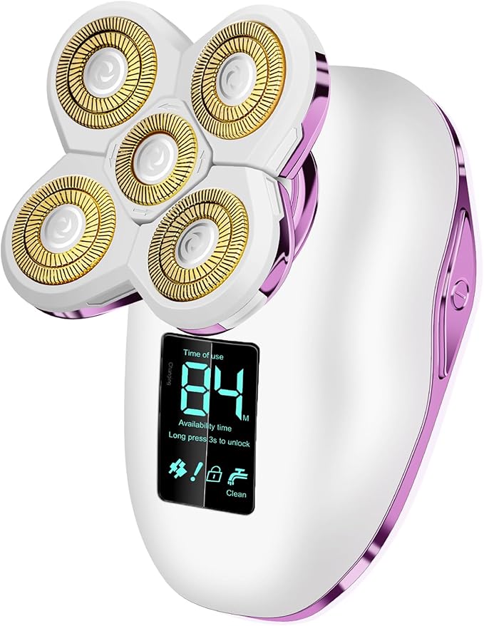 Electric Razors for Women Legs 5D:Magnetic Shaver Heads Waterproof Rechargeable Shaver Multi-Use for Hair Removal on Legs Bikini Body-Purple