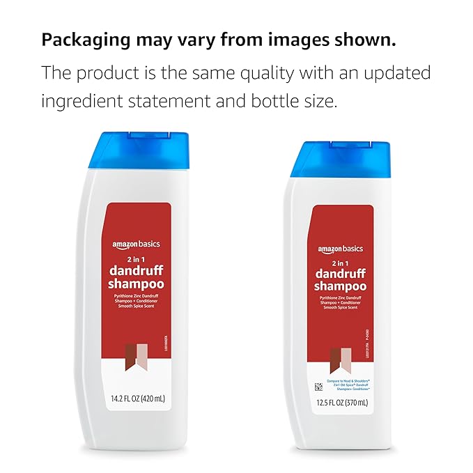 Amazon Basics Anti-Dandruff 2-in-1 Shampoo and Conditioner for Men, Itch and Flake Control, Smooth Spice Scent, pH Balanced, Paraben-Free, Safe for All Hair Types, 12.5 Fl Oz (Previously Solimo)
