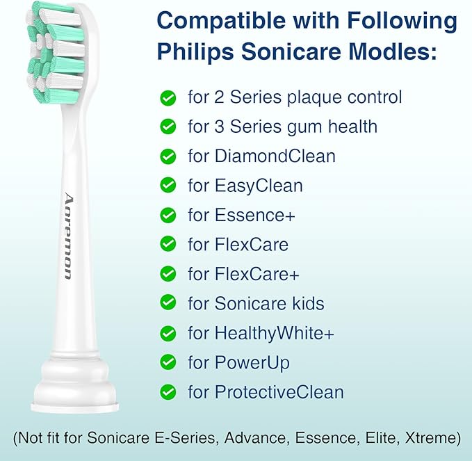 Aoremon Replacement Heads for Philips Sonicare c2 c1 Brush Head Compatible with Phillips Sonicare and More Click-on Electric Toothbrush, 10 Pack