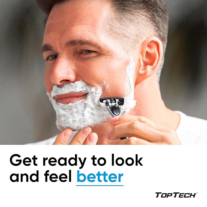 TopTech PRO 5 Razors for Men Quad Set - Manual Shaving Razors & Refills - 40 Count Pack (4 Handles + 36 Replaceable Cartridges), 5-Blades Technology - Soft Shave & Sharp Blades - Great Refill Price