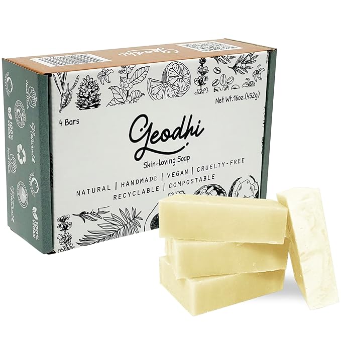 Handmade Vegan Cold Process Soap with Premium Essential Oils, Great for Acne, and Dry Skin - Set of 4 Both Women and Men Soap Bar-. (Coconut)