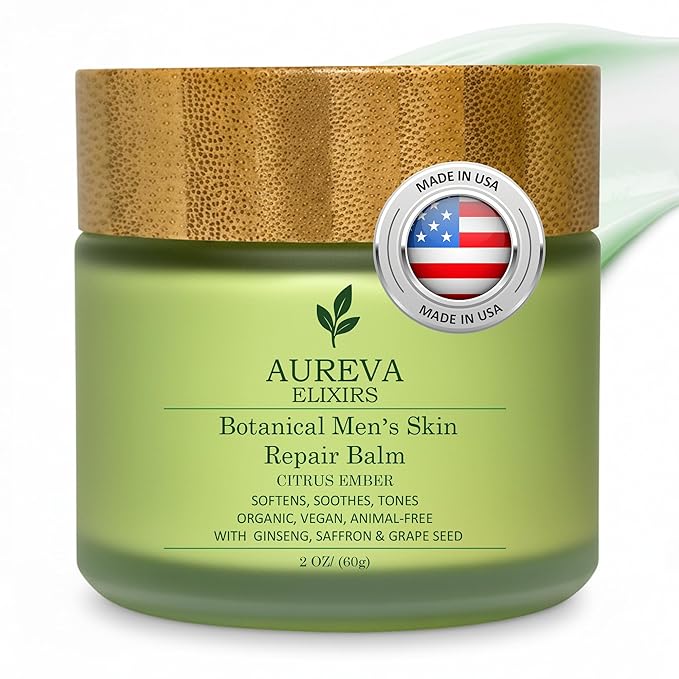 Men's Skin Moisturizer Balm – US Handmade Botanical Balm Face & Body For All Skin Types – Botanical cleansing cream for Everyone full Day Moisturize - Ember Citrus Scent, 2oz